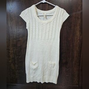 Ambiance White Pleated Ribbed Mini Dress